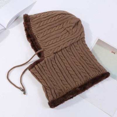 Women's Winter Fleece Lined Balaclava Beanie Set with Pompom Ski Hat
