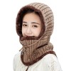 Women's Winter Fleece Lined Knit Balaclava Beanie Set, Pompom Ski Hat, One Size 360 Warmth