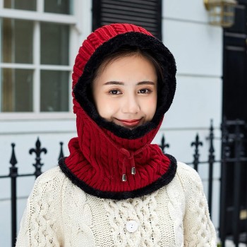 Women's Red Winter Fleece Lined Knit Balaclava Beanie with Pom Pom One Size Ski Snow Hat Women's Red Winter Fleece Lined Knit Balaclava Beanie with Pom Pom One Size Ski Snow Hat