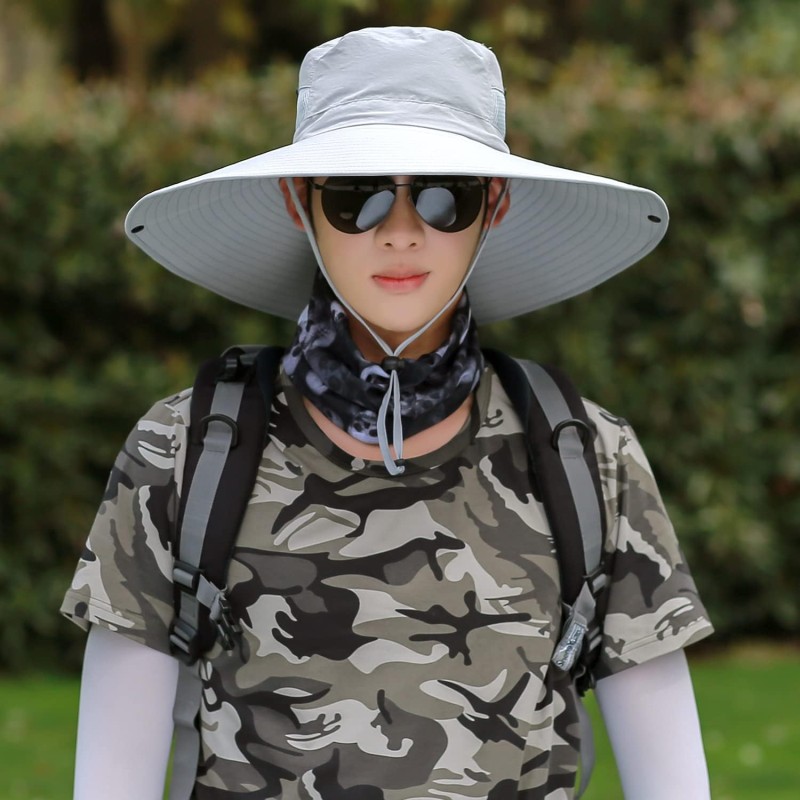 Unisex 6 inch wide brim sun protection bucket hat for hiking fishing garden kayaking