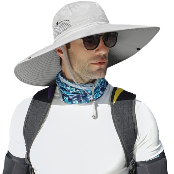 6 Inch Wide Brim Sun Protection Hat Unisex Outdoor Bucket Hat for Hiking Fishing Garden Kayaking
