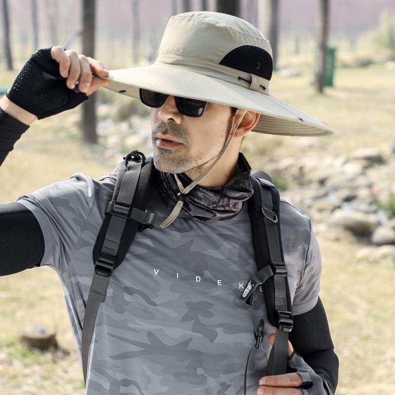 Adjustable Wide Brim Bucket Hat UV Protection Sun Hat Adjustable wide brim bucket hat with UV protection for men and women