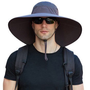 Wide Brim Sun Hat for Men Women UV Protection Adjustable Summer Hat for Fishing Hiking Beach Garden