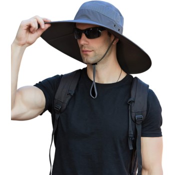 Wide Brim Sun Hat for Men Women UV Protection Adjustable Ventilated Summer One Size for Fishing Hiking Beach Garden