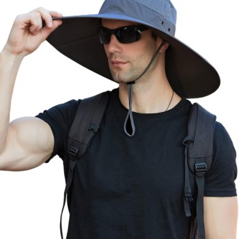 Wide Brim Sun Hat for Men Women UV Protection Adjustable Ventilated Summer One Size for Fishing Hiking Beach Garden