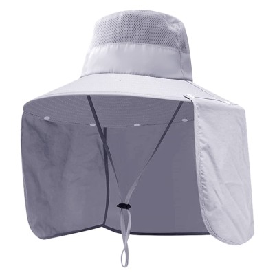 Women's Wide Brim Sun Hat Detachable Neck Flap Ponytail UV Protection Women's wide brim sun hat with detachable neck flap and ponytail for UV protection