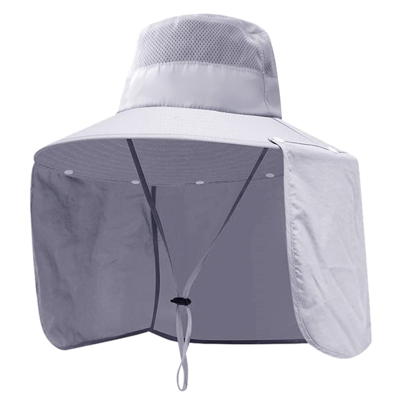 Women's Wide Brim Sun Hat Detachable Neck Flap Ponytail UV Protection Women's wide brim sun hat with detachable neck flap and ponytail for UV protection