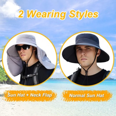 Women's Wide Brim Sun Hat Detachable Neck Flap Ponytail UV Protection Women's wide brim sun hat with detachable neck flap and ponytail for UV protection