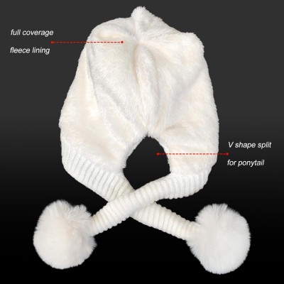 White Women's Sherpa Lined Beanie & Circle Scarf Set White Women's Sherpa Lined Beanie and Circle Scarf Set with Ear Flaps