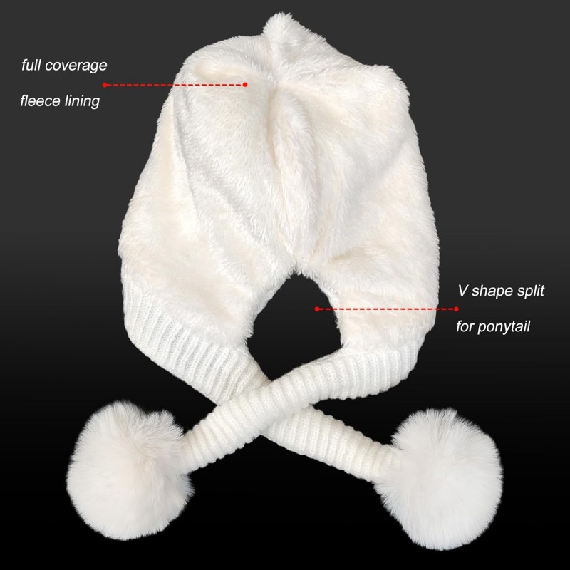 White Women's Sherpa Lined Beanie & Circle Scarf Set White Women's Sherpa Lined Beanie and Circle Scarf Set with Ear Flaps