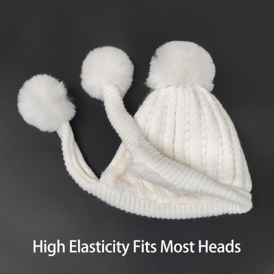 White Women's Sherpa Lined Beanie & Circle Scarf Set White Women's Sherpa Lined Beanie and Circle Scarf Set with Ear Flaps