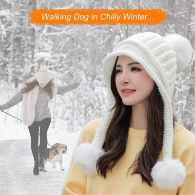 White Women's Sherpa Lined Beanie & Circle Scarf Set White Women's Sherpa Lined Beanie and Circle Scarf Set with Ear Flaps