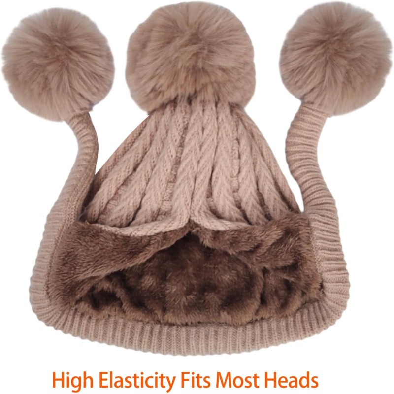 Women's Khaki Peruvian Winter Beanie and Circle Scarf Set with Pom Pom