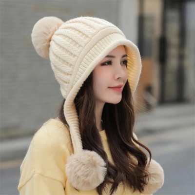 Women’s Beige Fleece Lined Beanie & Scarf Set Beige Fleece Lined Ponytail Beanie and Scarf Set with Pom Pom