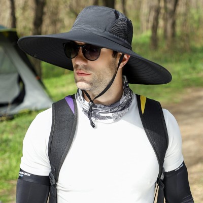 6 6 inch wide brim water repellent sun protection unisex bucket hat for hiking fishing beach