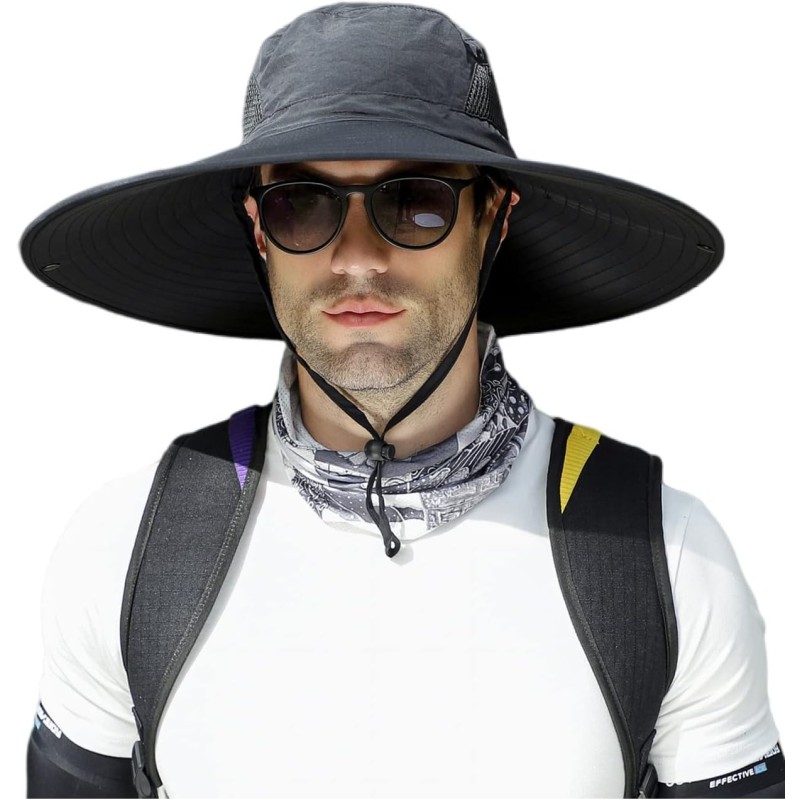 6 6 inch wide brim water repellent sun protection unisex bucket hat for hiking fishing beach