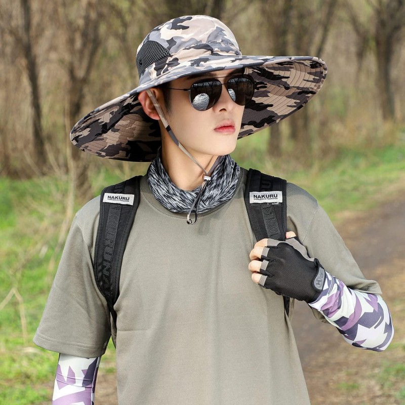 UPF50+ foldable wide brim unisex bucket hat for sun protection