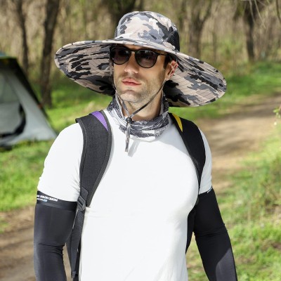 UPF50+ foldable wide brim unisex bucket hat for sun protection