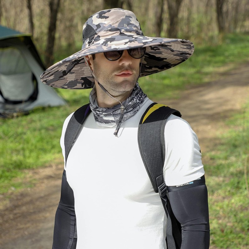 UPF50+ foldable wide brim unisex bucket hat for sun protection