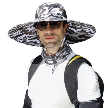 UPF 50+ Wide Brim Bucket Hat Unisex Foldable Adjustable Outdoor Sun Protection for Hiking Beach Fishing