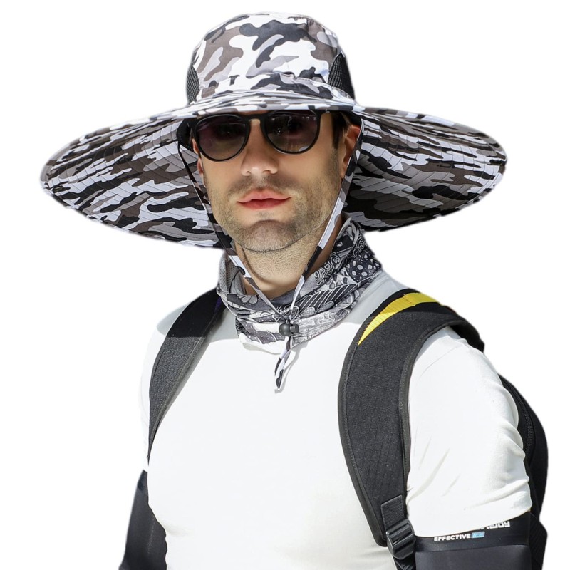 UPF 50+ Wide Brim Bucket Hat Unisex Foldable UPF 50+ wide brim bucket hat for outdoor sun protection