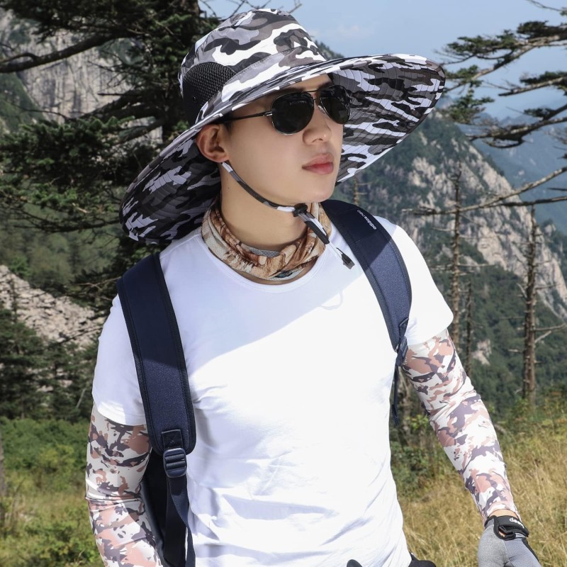 UPF 50+ Wide Brim Bucket Hat Unisex Foldable UPF 50+ wide brim bucket hat for outdoor sun protection