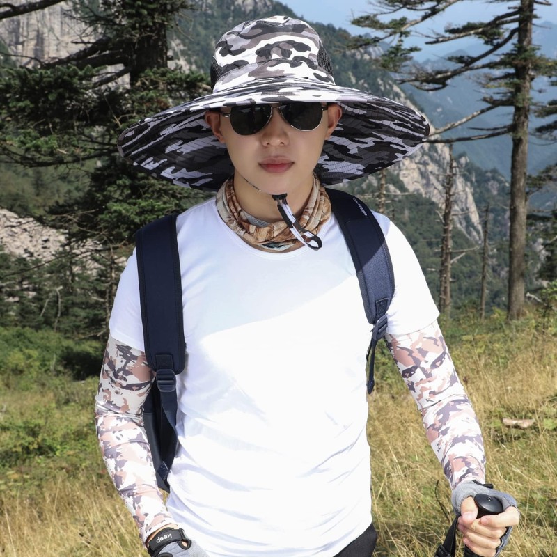 UPF 50+ Wide Brim Bucket Hat Unisex Foldable UPF 50+ wide brim bucket hat for outdoor sun protection
