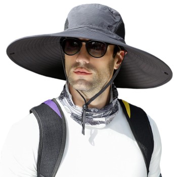 6-Inch Wide Brim Sun Protection Unisex Bucket Hat, One Size for Hiking Beach Fishing