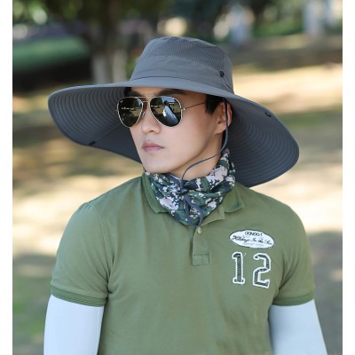 HUAMULAN 6 inch wide brim unisex bucket hat for fishing hiking camping