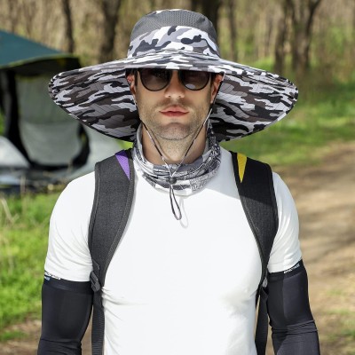 HUAMULAN 6 inch super wide brim sun hat unisex bucket hat for fishing hiking
