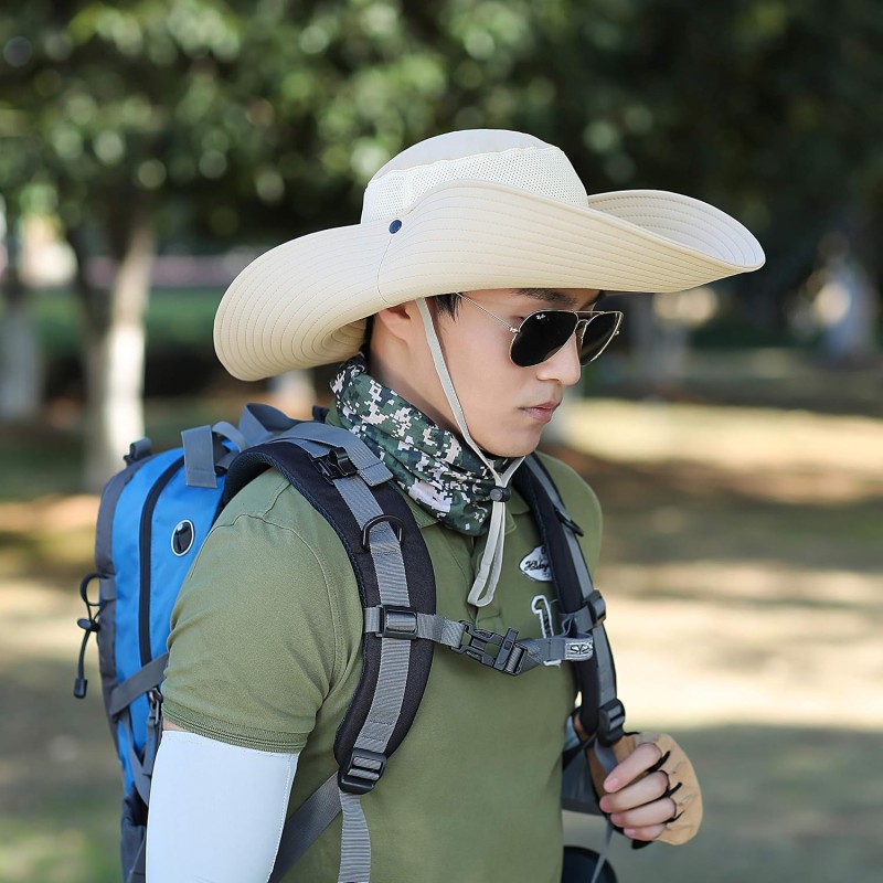 HUAMULAN Super Wide Brim Bucket Hat HUAMULAN 6-inch wide brim bucket hat for outdoor sun protection
