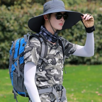 6 Inch Wide Brim Sun Protection Unisex Bucket Hat Dark Gray for Hiking Beach Fishing One Size