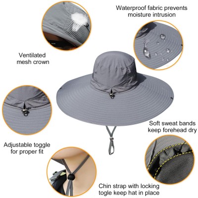 Dark gray unisex bucket hat with 6 inch wide brim for sun protection