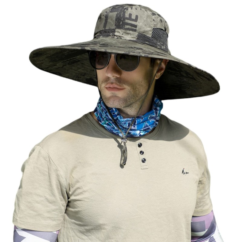 Unisex UPF 50+ Foldable Wide Brim Bucket Hat for Outdoor Sun Protection