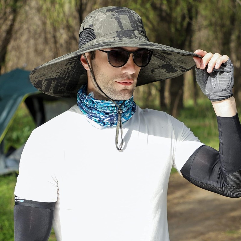 Unisex UPF 50+ Foldable Wide Brim Bucket Hat for Outdoor Sun Protection