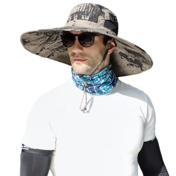 UPF50+ Wide Brim Sun Protection Hat Unisex Foldable Bucket Hat for Hiking Beach Fishing