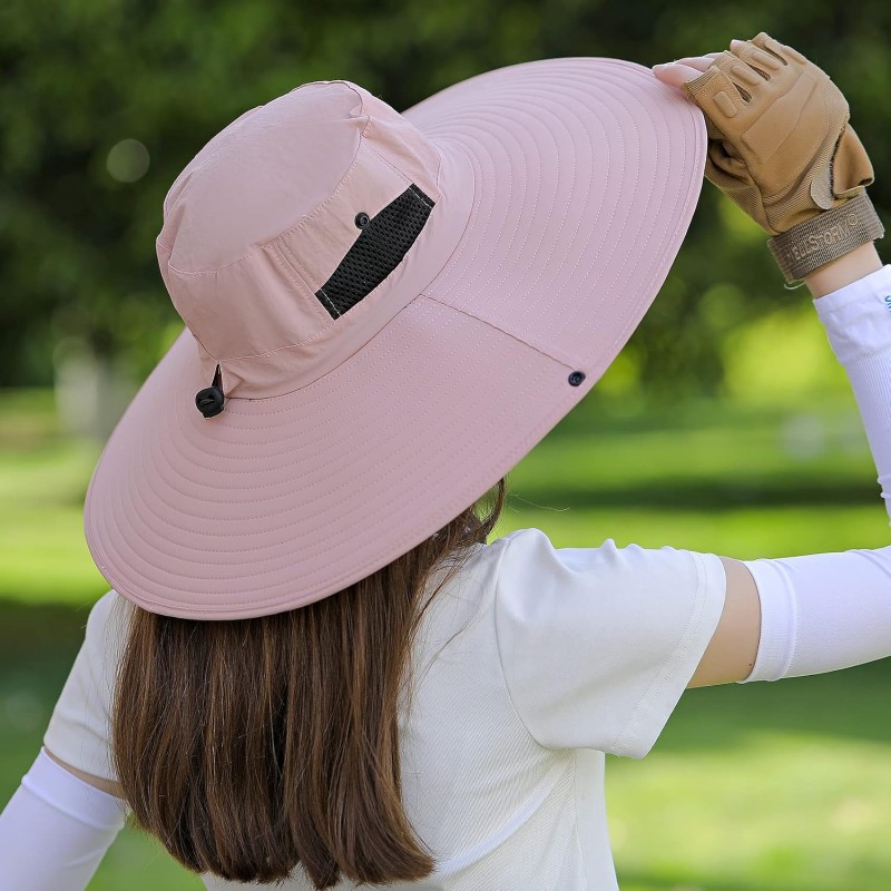 UPF 50+ Unisex Wide Brim Sun Hat Ventilated Quick Dry for Fishing Hiking Beach