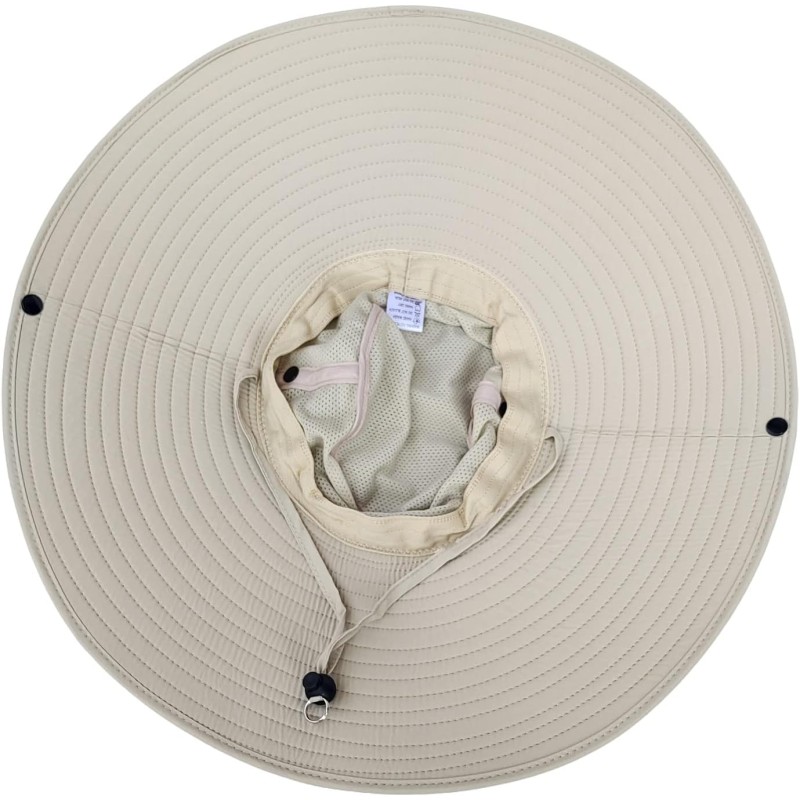 Unisex beige wide brim ventilated sun protection hat for hiking beach fishing