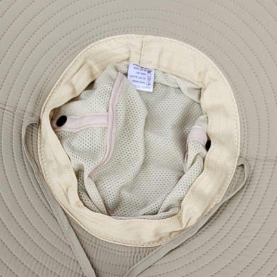 Unisex beige wide brim ventilated sun protection hat for hiking beach fishing