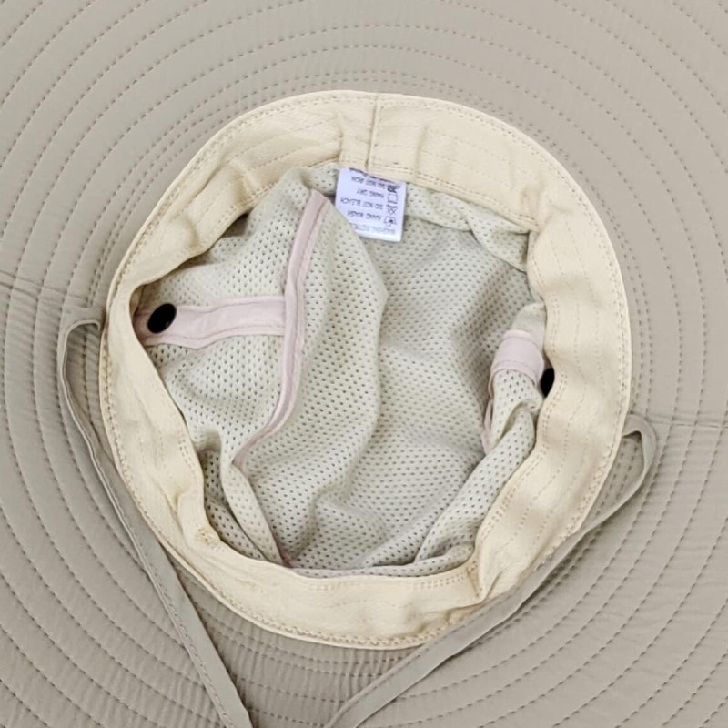 Unisex beige wide brim ventilated sun protection hat for hiking beach fishing