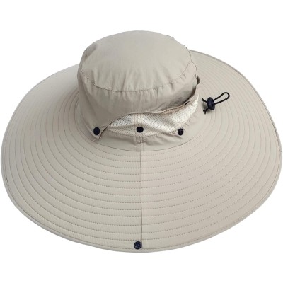 Unisex beige wide brim ventilated sun protection hat for hiking beach fishing