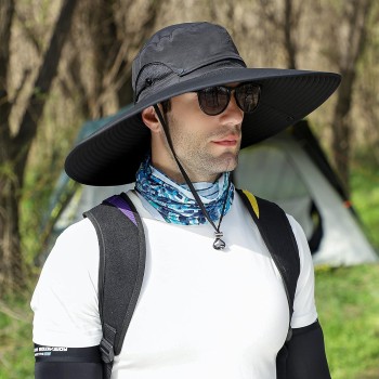Unisex Wide Brim Sun Protection Hat for Outdoor Hiking Beach Fishing, One Size