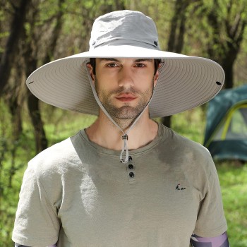 Unisex Wide Brim Sun Protection Hat Light Gray for Outdoor Hiking Beach Fishing Gardening Unisex Wide Brim Sun Protection Hat Light Gray for Outdoor Hiking Beach Fishing Gardening