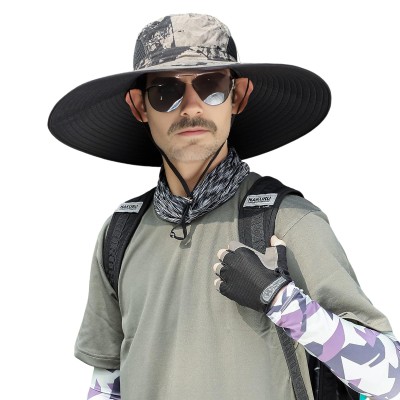 Unisex wide brim UV protection foldable summer sun hat for hiking fishing beach garden