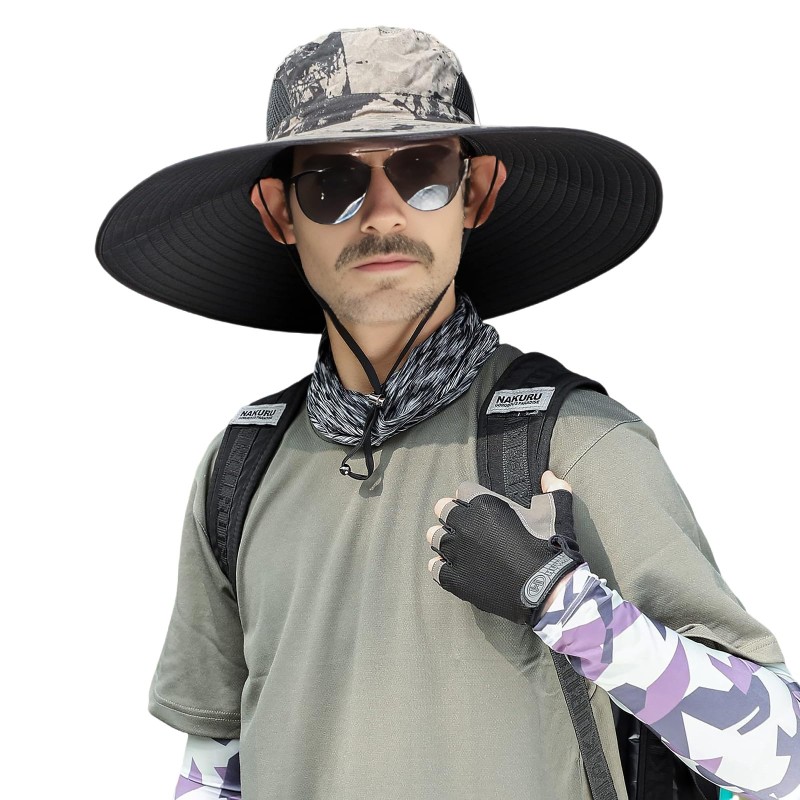 Unisex wide brim UV protection foldable summer sun hat for hiking fishing beach garden