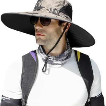 Unisex Wide Brim Sun Hat UV Protection Foldable Lightweight Summer Hat for Hiking Fishing Beach Garden