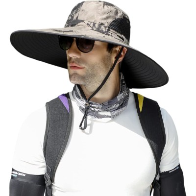 Unisex wide brim UV protection foldable summer sun hat for hiking fishing beach garden