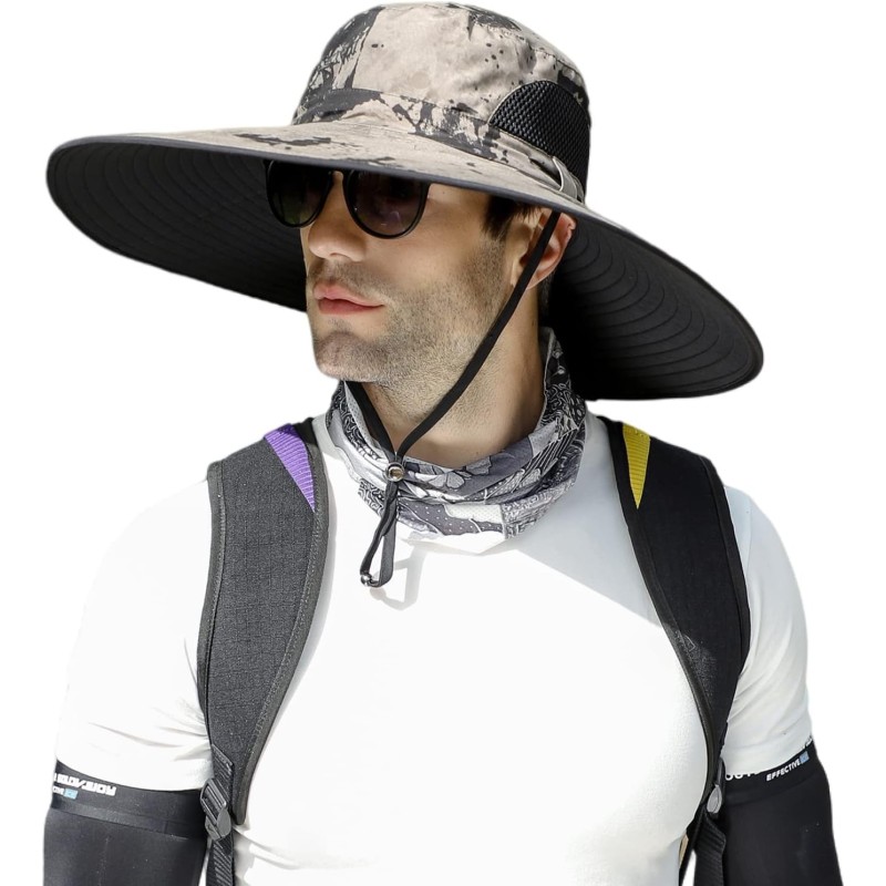 Unisex wide brim UV protection foldable summer sun hat for hiking fishing beach garden
