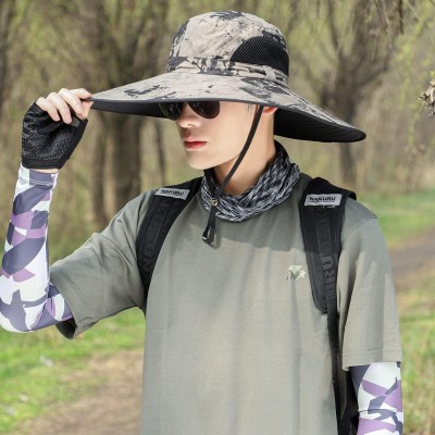 Unisex wide brim UV protection foldable summer sun hat for hiking fishing beach garden