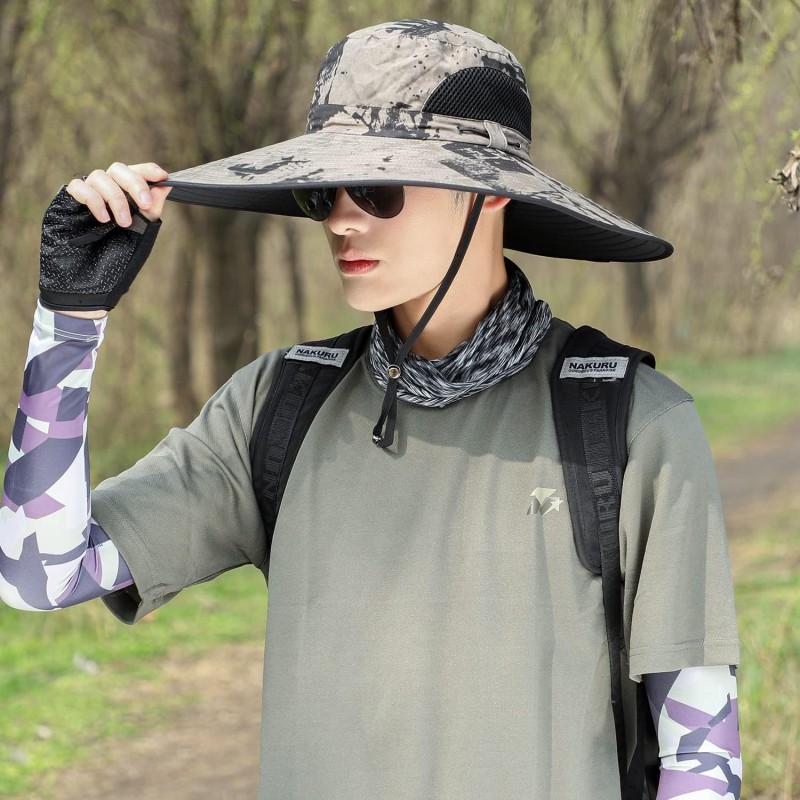 Unisex wide brim UV protection foldable summer sun hat for hiking fishing beach garden